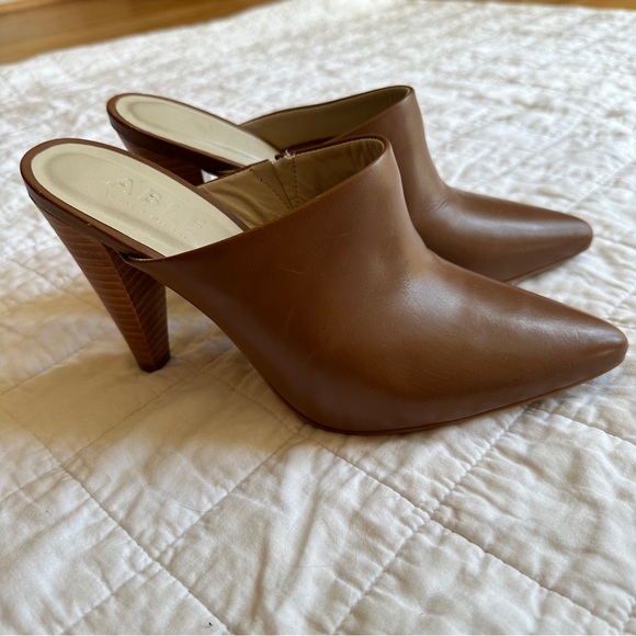 ABLE Brown Leather Heeled Mules 9 - Picture 4 of 6